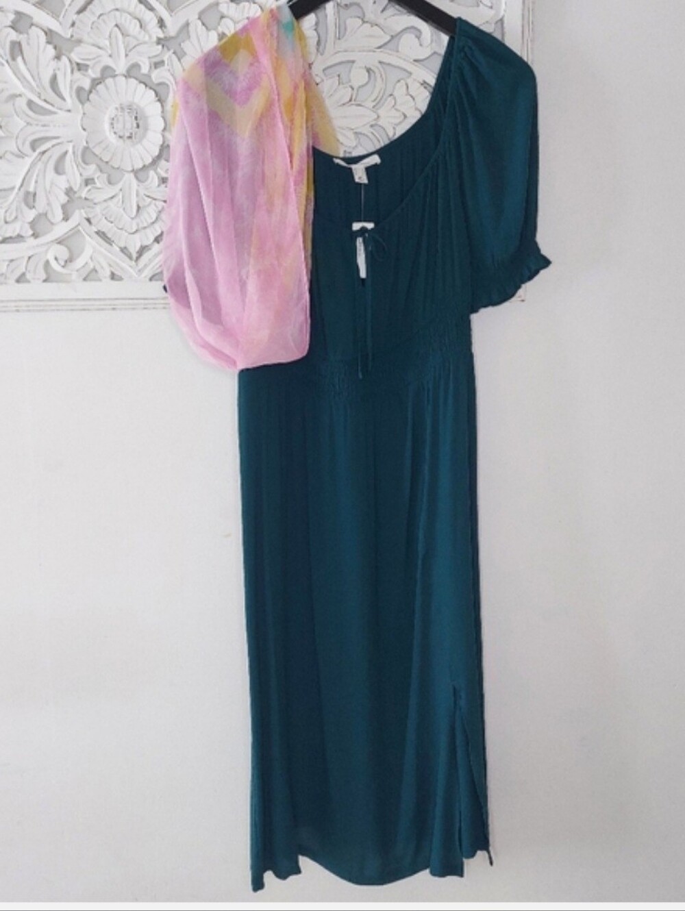 NWT Addition Elle Teal Green Off The Shoulder  [size X] Midi Dress - Picture 7 of 9